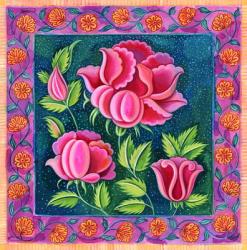 Pink flowers, 1997, (ink and gouache) | Obraz na stenu
