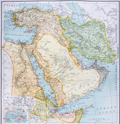 Map of Turkey, Middle East Horn of Africa and Persian Gulf in the 1890s, from 'The Citizen's Atlas of the World', published in London, c.1899 (colour litho) | Obraz na stenu