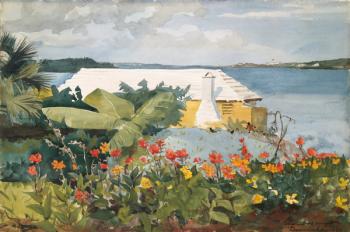 Flower Garden and Bungalow, Bermuda, 1899 (w/c and graphite on off-white wove paper) | Obraz na stenu