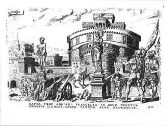 Pope Clement VII (1478-1534) is Held Besieged by Charles V (1500-58) High in Hadrian's Tower, 1527 (engraving) (b/w photo) | Obraz na stenu