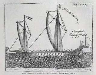 'Spanish Ship', from Oexmelin's Buccaneer Adventurers, vol ii, Trevoux, 1744 (engraving) | Obraz na stenu