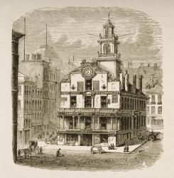 Old State House, Boston, in c.1870, from 'American Pictures' published by the Religious Tract Society, 1876 (engraving) | Obraz na stenu