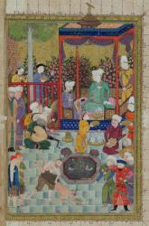 Ms C-822 fol.1v A Princely Reception, illustration from the 'Shahnama' (Book of Kings), by Abu'l-Qasim Mansur Firdawsi (c.934-c.1020), 1460-70 (gouache on paper) | Obraz na stenu