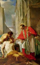 St. Charles Borromeo (1538-84) Administering the Sacrament to a Plague Victim in Milan in 1576 (oil on canvas) | Obraz na stenu