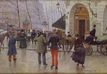 The Boulevard des Capucines and the Vaudeville Theatre, 1889 (oil on panel) | Obraz na stenu