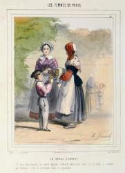 The Nanny, from 'Les Femmes de Paris', 1841-42 (coloured litho) | Obraz na stenu