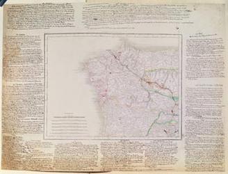 Map of Galicia with the route of the French army and a log, from the campaign in January, 1809 (pen & ink and coloured engraving) | Obraz na stenu