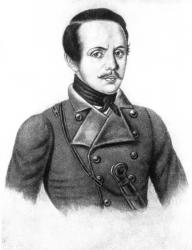 Mikhail Yuryevich Lermontov (1814-41) (engraving) (b/w photo) | Obraz na stenu