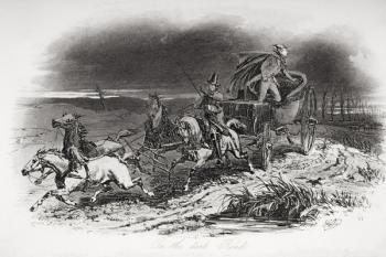 On the dark road, illustration from 'Dombey and Son' by Charles Dickens (1812-70) first published 1848 (litho) | Obraz na stenu