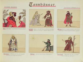 Six scenes relating to the opera 'Tannhauser' by Richard Wagner (1813-83) (colour litho) | Obraz na stenu