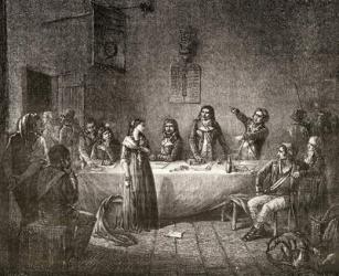 Aimee Cecile Renault in front of the Revolutionary Committee, from 'Histoire de la Revolution Francaise' by Louis Blanc (1811-82) (engraving) | Obraz na stenu