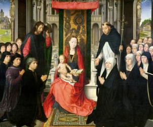The Virgin and Child with St. James and St. Dominic Presenting the Donors and their Family, known as the Virgin of Jacques Floreins, c.1490 (oil on panel) | Obraz na stenu