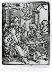 Death and the Astronomer, from 'The Dance of Death', engraved by Hans Lutzelburger, c.1538 (woodcut) (b/w photo) | Obraz na stenu