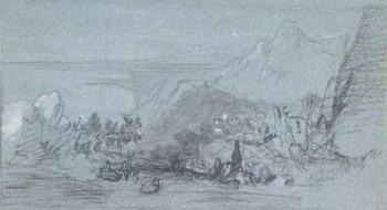 Taormina, from 'Views of Sicily' (chalk & gouache on blue paper) | Obraz na stenu