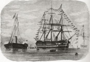 HMS Hero in 1860. A 91 gun ship-of-the-line. From Edward VII His Life and Times, published 1910. | Obraz na stenu