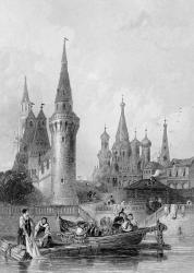 The Church of Vasili Blagennoi, Moscow, engraved by J. H. Kernot, c.1844 (engraving) | Obraz na stenu