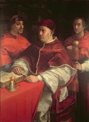 Pope Leo X with Two Cardinals, after a painting by Raphael (tempera on panel) | Obraz na stenu