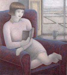 Girl Reading in Armchair, 2009 (oil on canvas) | Obraz na stenu
