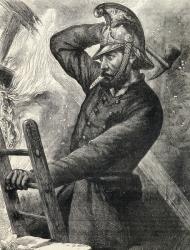 Fireman, illustration from 'Our Own Magazine', published by the Children's Special Service Mission, 1885 (litho) | Obraz na stenu