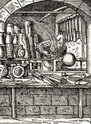 A lathe turner at work in the 16th century, from 'The English Illustrated Magazine', 1891-92 (litho) | Obraz na stenu