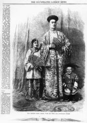 The Chinese Giant, Chang, with his wife and attendant dwarf, published in 'The Illustrated London News', September 30 1865 (engraving) | Obraz na stenu