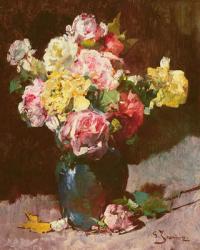 Vase of flowers (oil on canvas) | Obraz na stenu