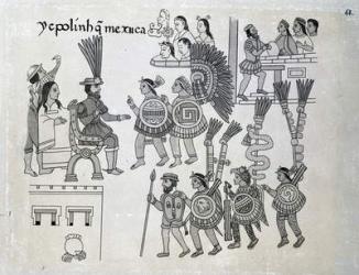 The last Aztec Emperor Cuauhtemoc surrenders, plate from 'Antiguedades Mexicanas' by Alfredo Chavero, 1892 (engraving) | Obraz na stenu