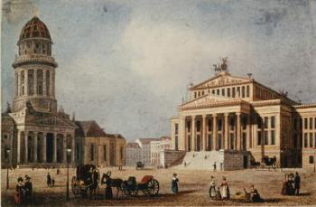 The Royal Theatre and the New Church, 1833 (hand coloured engraving) | Obraz na stenu