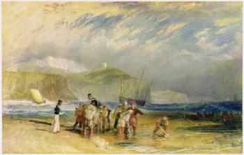 Folkestone Harbour and Coast to Devon, c.1830 (w/c and gouache on paper) | Obraz na stenu