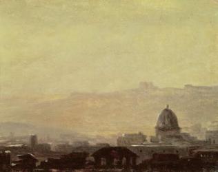 Houses Dominated by a Dome, Rome (oil on paper mounted on card) | Obraz na stenu