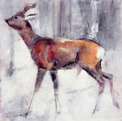 Buck in the snow, 2000 (mixed media on paper) | Obraz na stenu