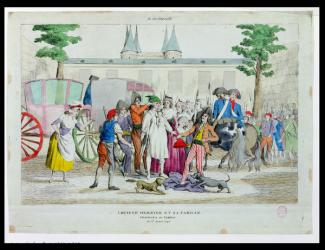 Louis XVI (1754-93) and his family taken to the Temple, 13th August 1792 (coloured engraving) | Obraz na stenu