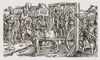 A public hanging during the Tudor period in England. From a contemporary print. | Obraz na stenu