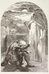 Hamlet sees the Ghost, the spirit of his father, from 'The Illustrated Library Shakespeare', published London 1890 (litho) | Obraz na stenu