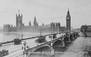 Westminster Bridge and the Houses of Parliament, c.1902 (b/w photo) | Obraz na stenu
