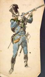 A Rifleman of the Austrian Jaegers, the Prestige Corp of a National Elite, 1835 (watercolour) | Obraz na stenu