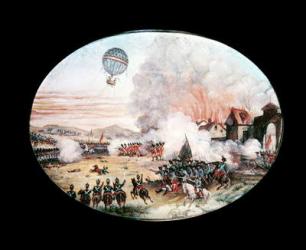 The French observation balloon 'L'Entreprenant' hovering above the Battle of Fleurus, 1794 (gouache on card) | Obraz na stenu