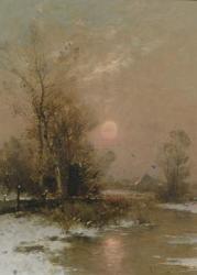 Winter Sunset (oil on canvas) | Obraz na stenu