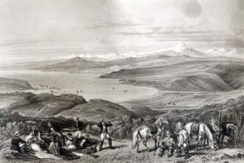 Distant View of the Aconcagua Volcano, from 'Historia de Chile' engraved by F. Lehnert (b/w photo) | Obraz na stenu