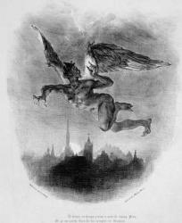 Mephistopheles' Prologue in the Sky, from Goethe's Faust, 1828, (illustration), (b/w photo of lithograph) | Obraz na stenu