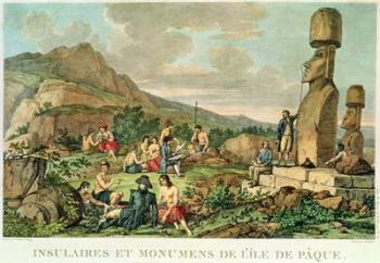Islanders and Monuments of Easter Island, plate 11 from the "Atlas de Voyage de La Perouse", 1785-88 (engraving) | Obraz na stenu