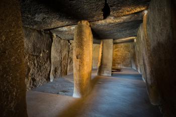Antequera, Malaga Province, Andalusia, southern Spain. La Menga Dolmen. Interior. (photo) | Obraz na stenu