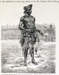 Azandeh (Nyam-Nyam) Binsa or Witch Doctor, engraved by Jahrmargt, from 'The History of Mankind' by Prof. Friedrich Ratzel, pub. in 1904 (engraving) | Obraz na stenu
