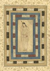 A Standing Lady, Isfahan, c.1620-25 (ink, opaque w/c, and gold on paper) | Obraz na stenu