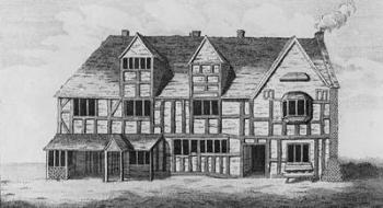 The House in Stratford-upon-Avon in which Shakespeare was Born (engraving) (b&w photo) | Obraz na stenu