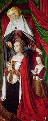 The Bourbon Altarpiece, right hand panel depicting St. Anne presenting Anne of France (1476-1514) and her daughter, Suzanne of Bourbon (1491-1521) c.1498 (oil on panel) | Obraz na stenu