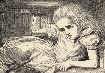 Alice grows too tall for the room, from 'Alice's Adventures in Wonderland' by Lewis Carroll, published 1891 (litho) | Obraz na stenu