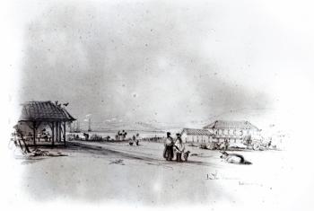 View of Valparaiso, 1834 (pencil & w/c on paper) (b/w photo) | Obraz na stenu