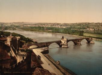 General view and Benezech or Benezet Bridge, Avignon, Provence, France, c.1890-c.1900 | Obraz na stenu
