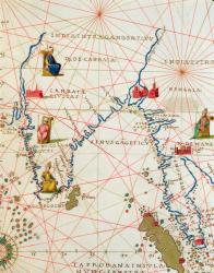 India and Malaysia, from an Atlas of the World in 33 Maps, Venice, 1st September 1553 (ink on vellum) (detail from 330955) | Obraz na stenu